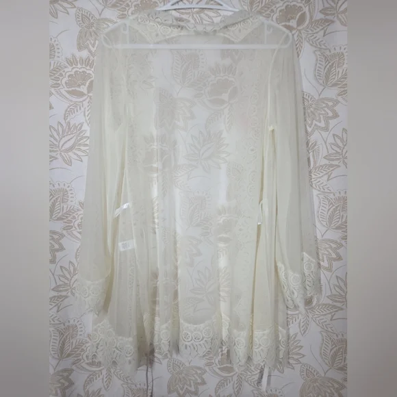 Fredericks of Hollywood Set of 2 Open Front Robe Lingerie Sheer Lace Coverup S/M - Picture 11 of 15
